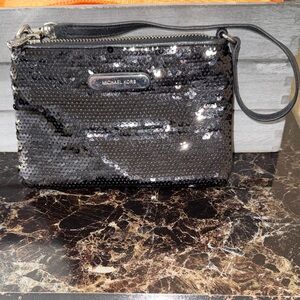 Michael Kors Glittering Black Sequin Wristlet